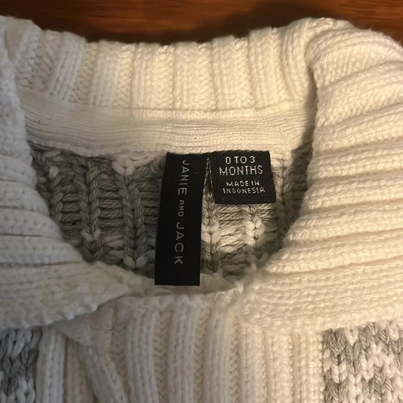 Janie and Jack Fair Isle Shawl Cardigan Herringbone Jogger Hat Pom 0-3m Baby - Picture 3 of 13